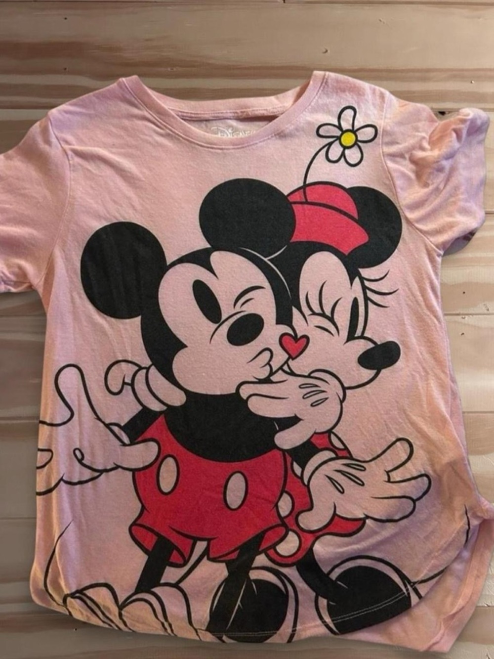 Disney Juniors Mickey And Minnie Mouse V Day Short Sleeve T-Shirt Pink L 11/13